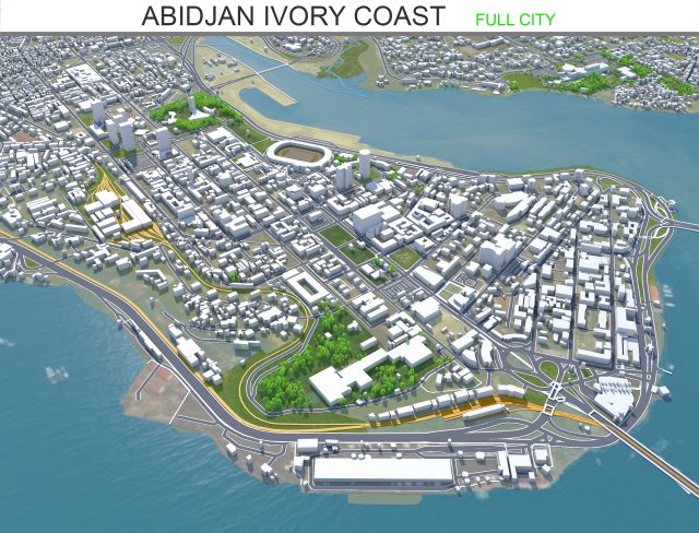 Abidjan city ivory coast 40km 3Dモデル .c4d .max .obj .3ds .fbx .stl .blend 