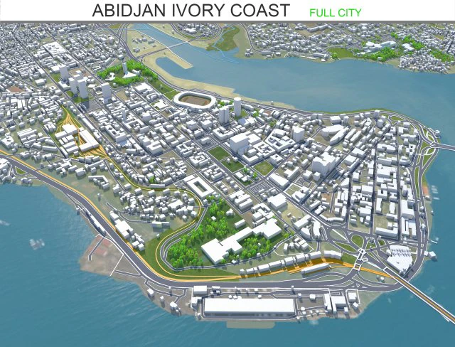 Abidjan city ivory coast 40km 3D Model .c4d .max .obj .3ds .fbx .stl .blend 