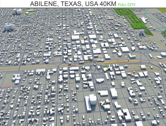 abilene city texas usa 40km 3D Model .c4d .max .obj .3ds .fbx .stl .blend 