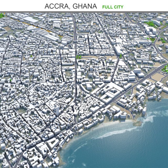 Accra city ghana 40km Modèle 3D .c4d .max .obj .3ds .fbx .stl .blend 