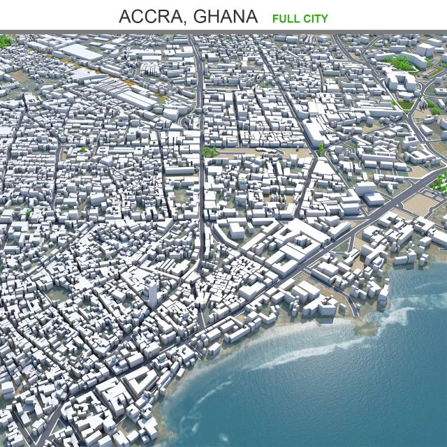 Accra city ghana 40km 3D Model .c4d .max .obj .3ds .fbx .stl .blend 