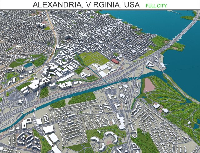 alexandria city virginia usa 20km 3D मॉडल .c4d .max .obj .3ds .fbx .stl .blend 