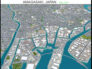 Miasto Amagasaki Japonia 20 km Model 3D