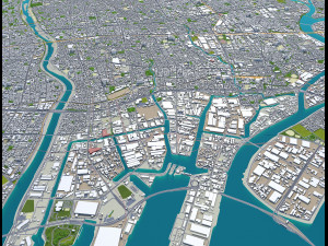 amagasaki city japan 20km Modello 3D