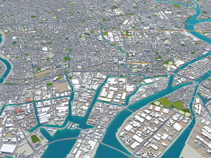 amagasaki city japan 20km Modello 3D