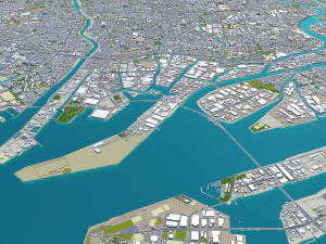 amagasaki city japan 20km 3D Model