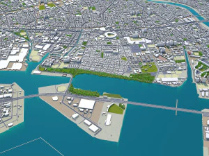 amagasaki city japan 20km 3D Model