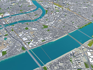 amagasaki city japan 20km Modello 3D