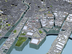 amagasaki city japan 20km Modello 3D