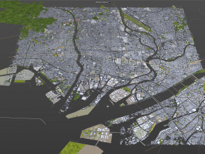 amagasaki city japan 20km Modello 3D
