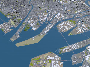 amagasaki city japan 20km Modello 3D