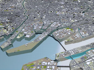 amagasaki city japan 20km 3D Model