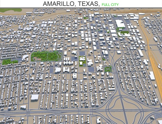 amarillo city texas usa 40km 3D Modell .c4d .max .obj .3ds .fbx .stl .blend