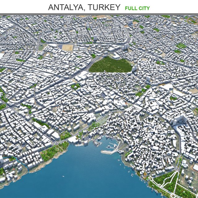 Antalya city turkey 30km 3D Model .c4d .max .obj .3ds .fbx .stl .blend 