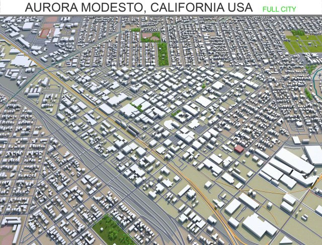 aurora modesto city california usa 20km 3D Model .c4d .max .obj .3ds .fbx .stl .blend 