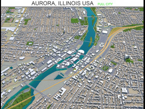aurora city illinois usa 40km 3D Model