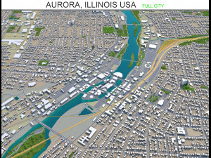 aurora city illinois usa 40km 3D मॉडल