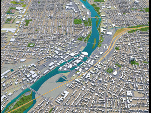 aurora city illinois usa 40km 3D Model