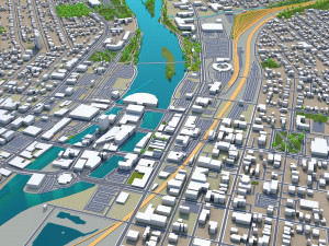 aurora city illinois usa 40km 3D Model