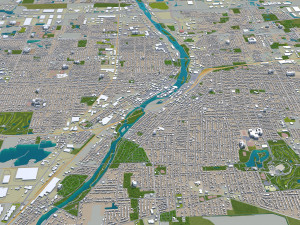 aurora city illinois usa 40km 3D Model