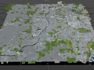aurora city illinois usa 40km 3D Model