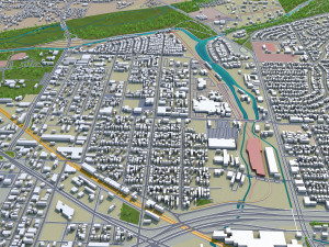 bakersfield city california usa 40km 3D 모델