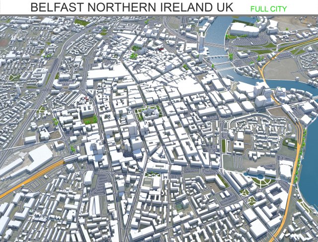 Belfast city northern ireland uk 30km Modelo 3D .c4d .max .obj .3ds .fbx .stl .blend 