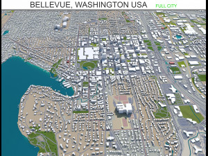 bellevue city washington usa 30km 3D Model