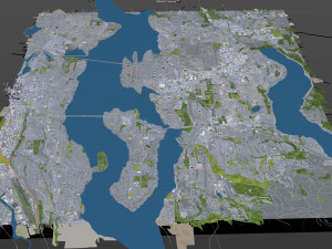 bellevue city washington usa 30km 3D Model