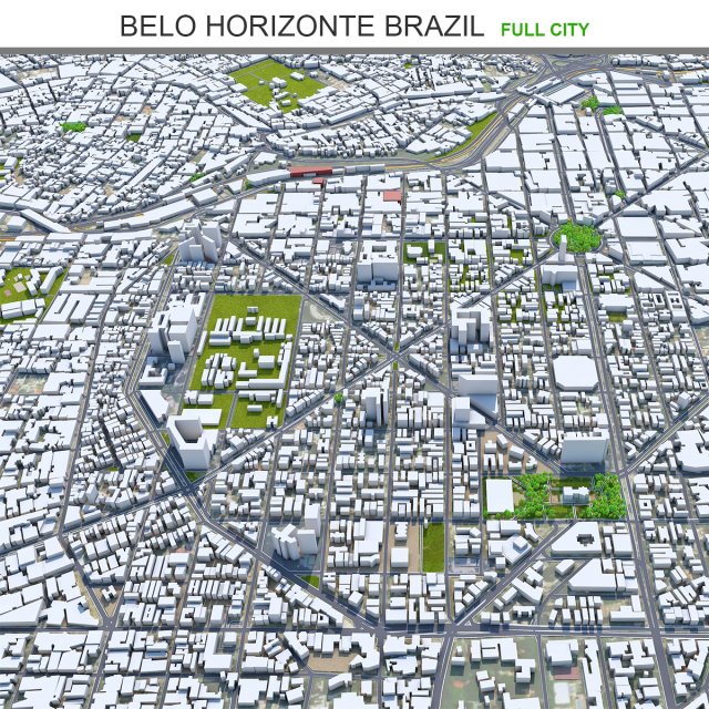Belo horizonte city brazil 40km Modelo 3D .c4d .max .obj .3ds .fbx .stl .blend 