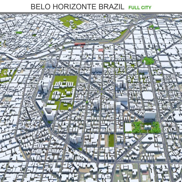 Belo horizonte city brazil 40km 3D Model .c4d .max .obj .3ds .fbx .stl .blend 