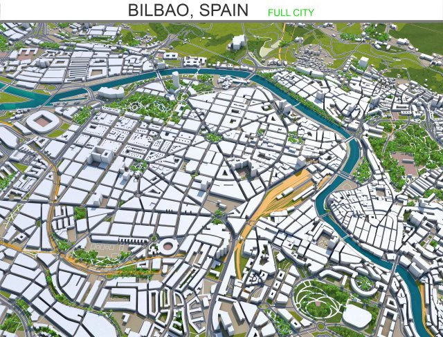 bilbao city spain 50km 3D Model .c4d .max .obj .3ds .fbx .stl .blend 