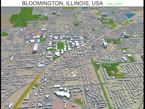 Bloomington City, Illinois, USA 30 km 3D Modell
