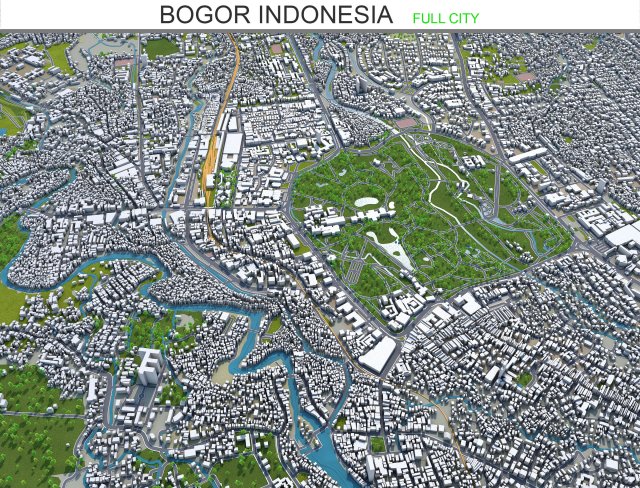 bogor city indonesia 20km 3D Model .c4d .max .obj .3ds .fbx .stl .blend 