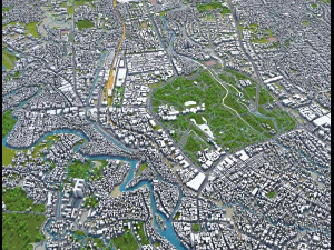 cidade de bogor Indon&eacute;sia 20 km Modelo 3D