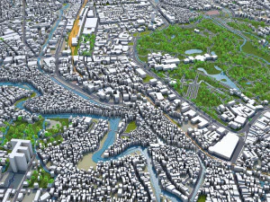 cidade de bogor Indon&eacute;sia 20 km Modelo 3D