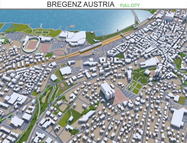 bregenz city austria 15km 3D Модель .c4d .max .obj .3ds .fbx .stl .blend 