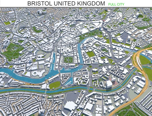 bristol city united kingdom 35km Modèle 3D .c4d .max .obj .3ds .fbx .stl .blend 