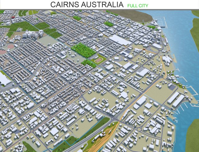cairns city australia 50km Modelo 3D .c4d .max .obj .3ds .fbx .stl .blend 