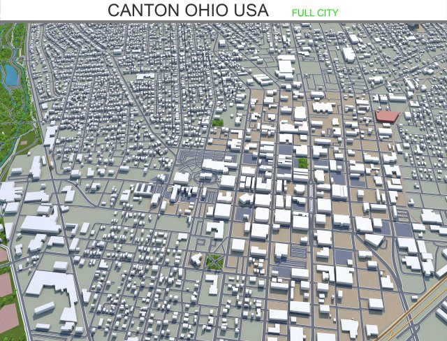 canton city ohio usa 30km 3D Model .c4d .max .obj .3ds .fbx .stl .blend 