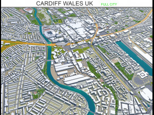 cardiff wales city uk 30km 3D Model