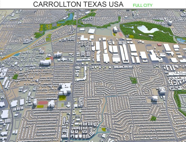 carrollton city texas usa 25km 3D 모델 .c4d .max .obj .3ds .fbx .stl .blend