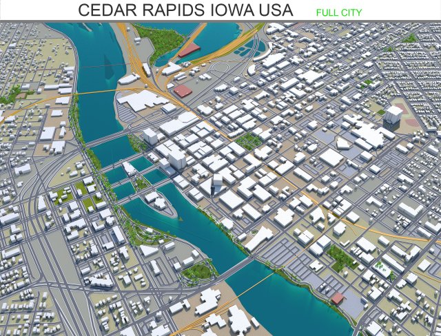 cedar rapids city iowa usa 30km Model 3D .c4d .max .obj .3ds .fbx .stl .blend 