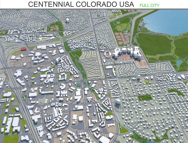 centennial city colorado usa 40km Modelo 3D .c4d .max .obj .3ds .fbx .stl .blend 