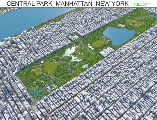 central park manhattan city new york 7km 3D Model .c4d .max .obj .3ds .fbx .stl .blend 