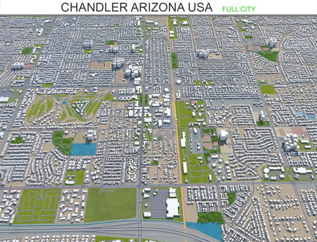 chandler city arizona usa 25km 3D Model .c4d .max .obj .3ds .fbx .stl .blend