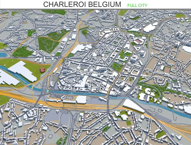 charleroi city belgium 30km 3D Model .c4d .max .obj .3ds .fbx .stl .blend 