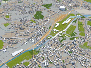 charleroi city belgium 30km 3D Model