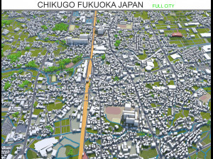 chikugo city fukuoka japan 20km 3D मॉडल