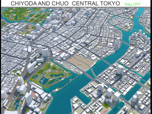 chiyoda and chuo central city tokyo 10km 3D Model